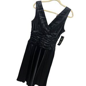 Maggy Boutique NWT Vintage 90's Black Satin Fit & Flare Special Occasion Dress
